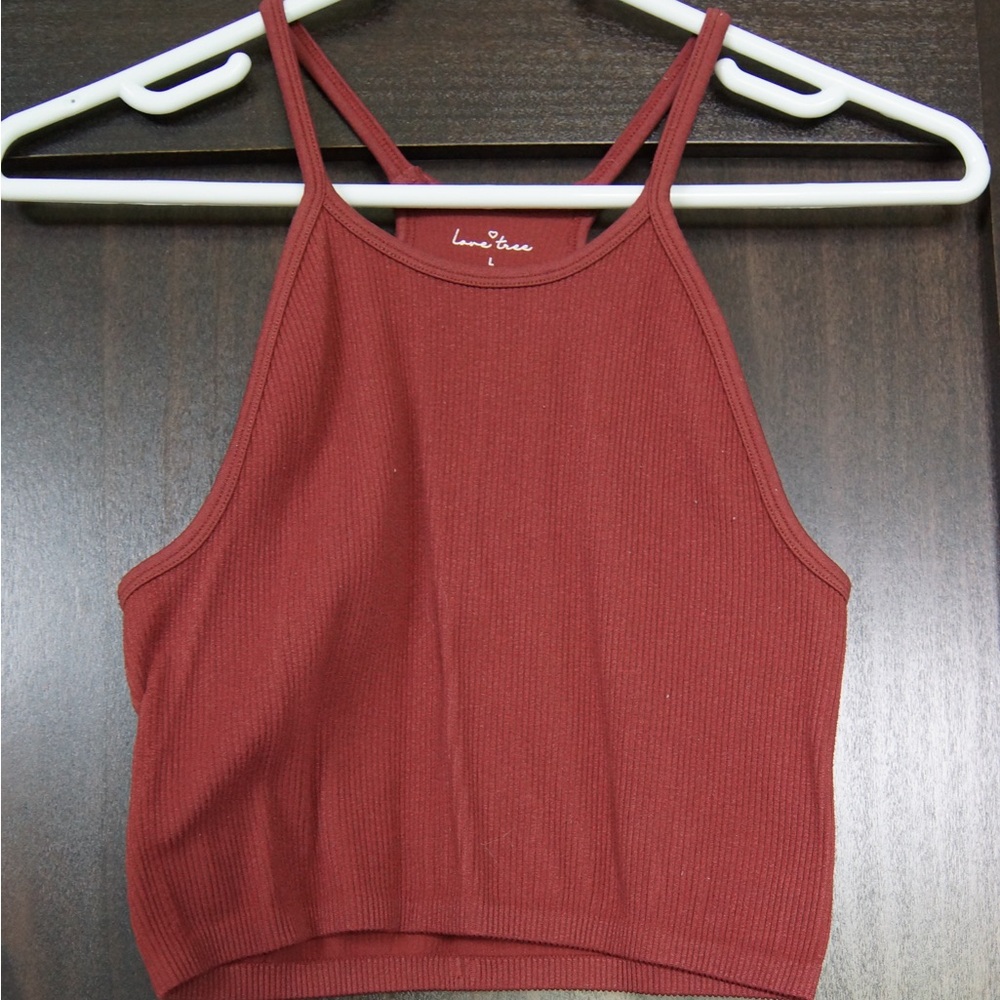 Love Tree Red Crop Tank Top Relaxed Fit